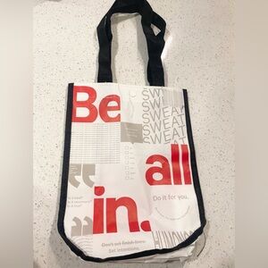lululemon athletica small White shopping Tote bag with Red Print and snap
